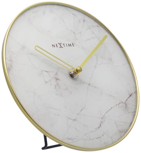 NeXtime NE-5222WI - Bordur - Ø 20 Cm - Glas / Metal - Hvid - 'Marble'