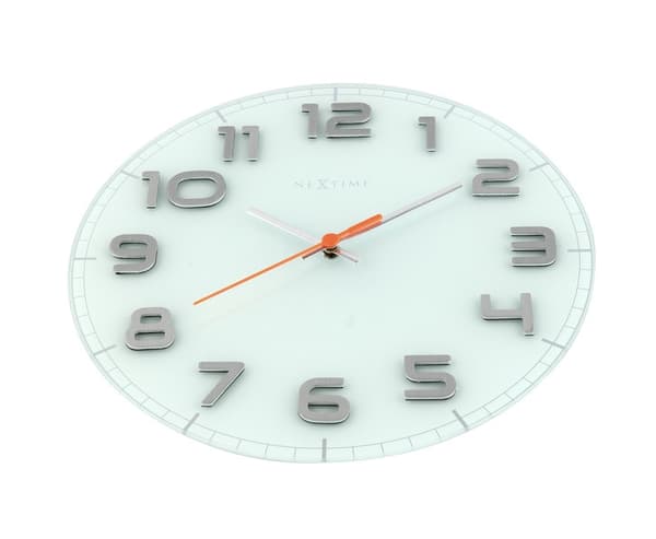NeXtime NE-8817WI Vægur Dia. 30 x 3,5 cm, glas, hvid, 'Classy Round'