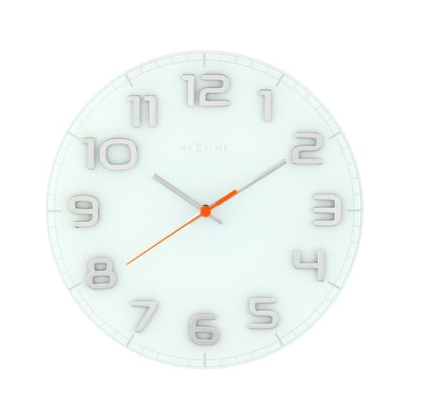 NeXtime NE-8817WI Vægur Dia. 30 x 3,5 cm, glas, hvid, 'Classy Round'