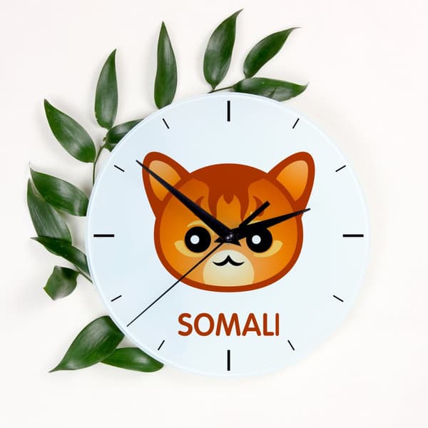 Somali - MDF klocka med Art-Dog märkesgrafik och inskription