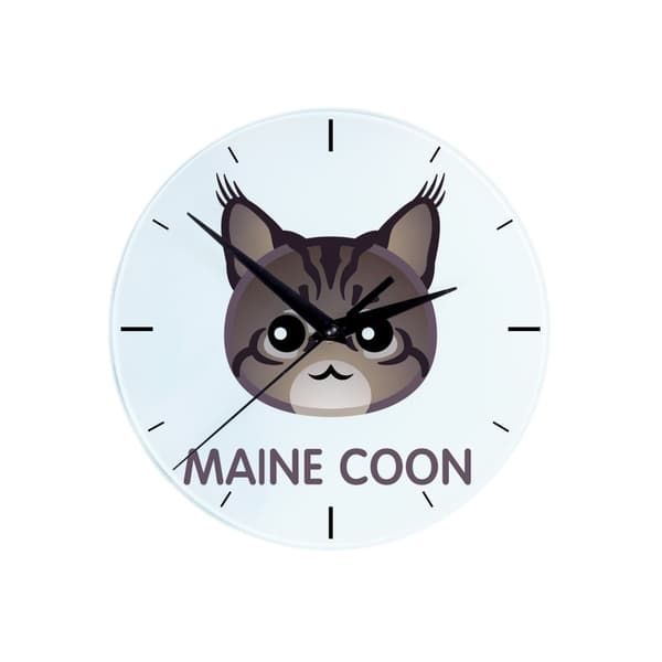Maine Coon - MDF-klocka med Art-Dog-grafik och inskription