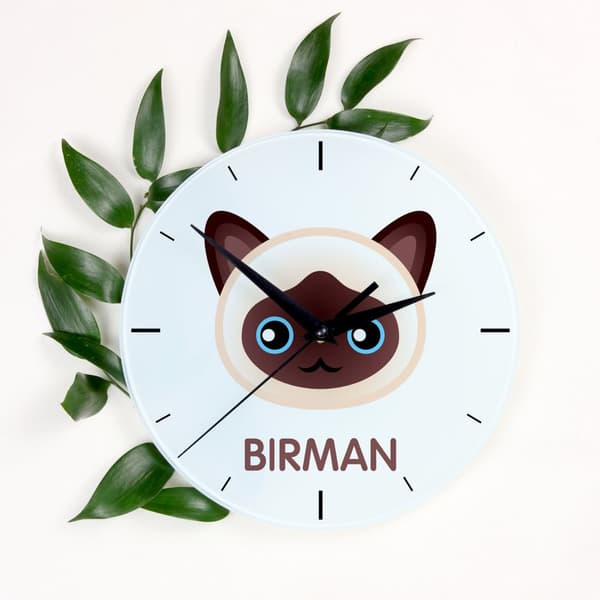 Birman - MDF-kello Art-Dog-merkkigrafiikalla ja -kirjoituksella