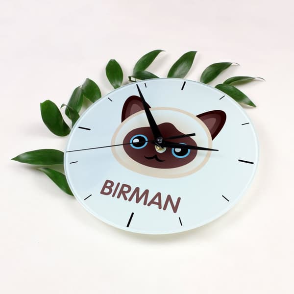 Birman - MDF-kello Art-Dog-merkkigrafiikalla ja -kirjoituksella