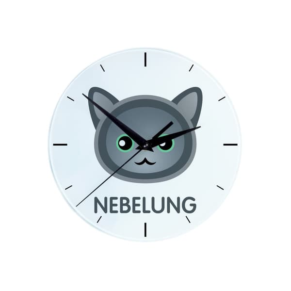 Nebelung - MDF-klocka med Art-Dog-grafik och inskription