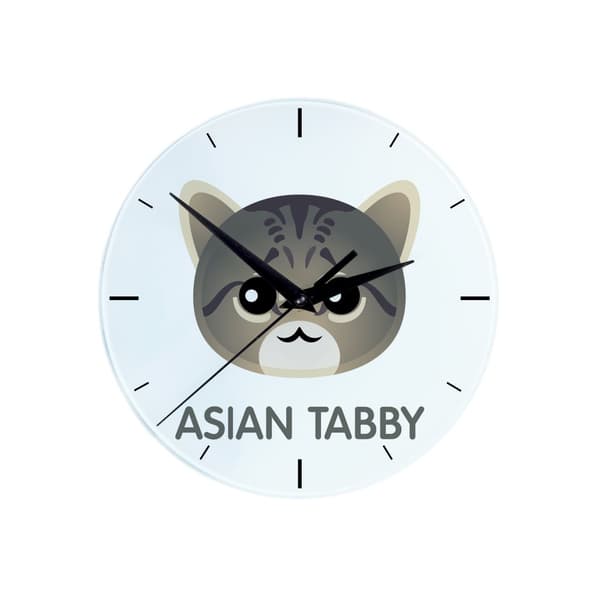 Asiatisk tabby MDF-ur med grafik og inskription af Art-Dog-mærket