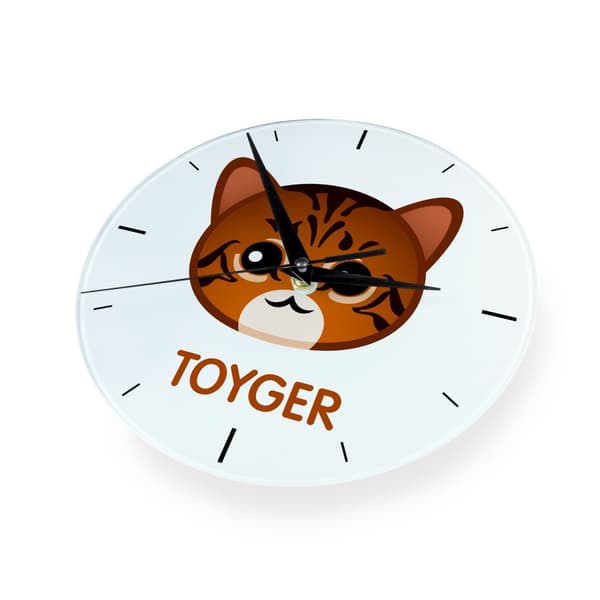 Toyger cat - MDF-klocka med Art-Dog-grafik och inskription