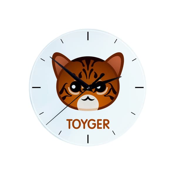 Toyger cat - MDF-klocka med Art-Dog-grafik och inskription