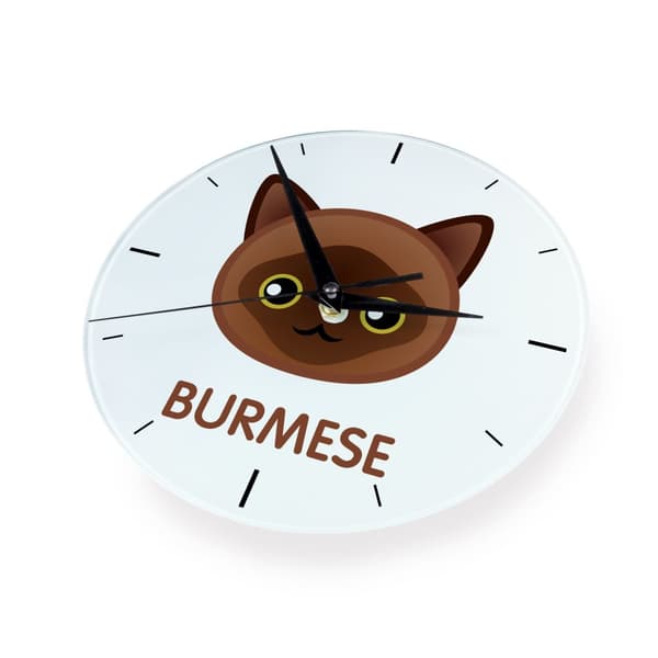 Burmesisk - MDF ur med Art-Dog mærke grafik og inskription