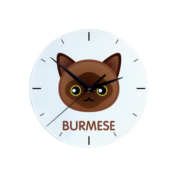 Burmesisk - MDF ur med Art-Dog mærke grafik og inskription