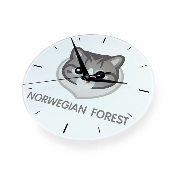 Norsk skog MDF-klocka med Art-Dog märkesgrafik och inskription