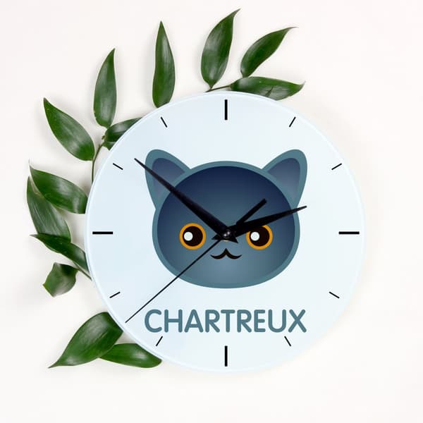 Chartreux - MDF-kello Art-Dog-brändin grafiikalla ja kirjoituksella