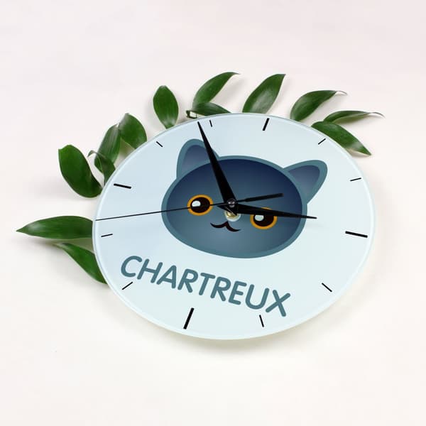 Chartreux - MDF-kello Art-Dog-brändin grafiikalla ja kirjoituksella