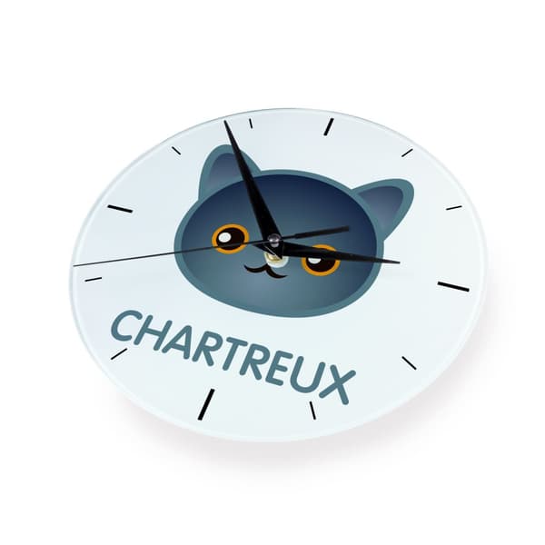 Chartreux - MDF-kello Art-Dog-brändin grafiikalla ja kirjoituksella