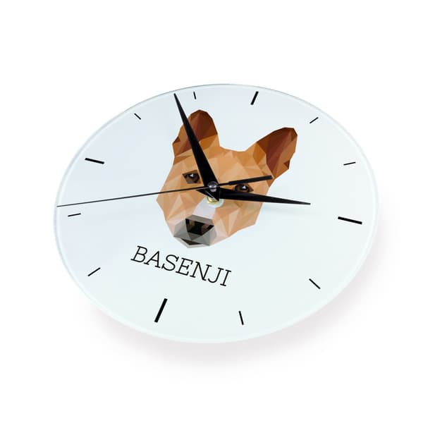 Basenji, Basenji, Congo Dog - geometrisk väggklocka med ett foto och en inskription från märket Art-Dog