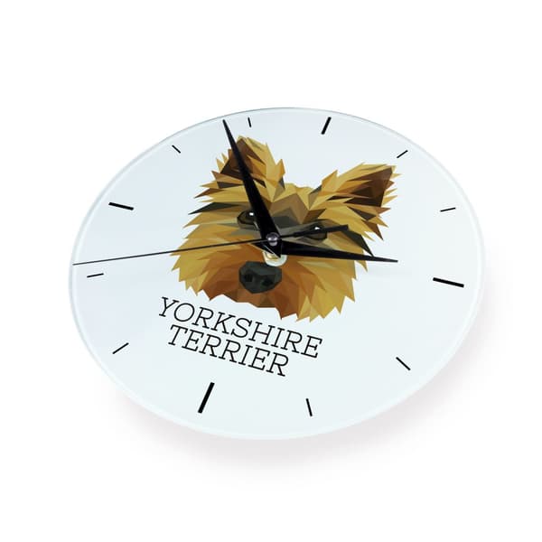 Yorkshire Terrier, York, York, Yorkie - geometrisk vægur med et foto og en inskription fra Art-Dog-mærket