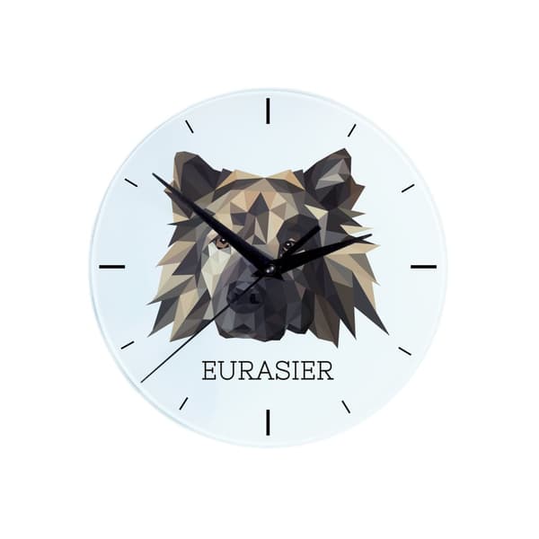 Eurasier, Eurasian - geometrisk vægur med et foto og en inskription fra Art-Dog-mærket