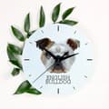 Miniatyrbild 3 av 4: Engelsk Bulldog, Bulldog - en geometrisk väggklocka med ett foto och inskriptionen av varumärket Art-Dog