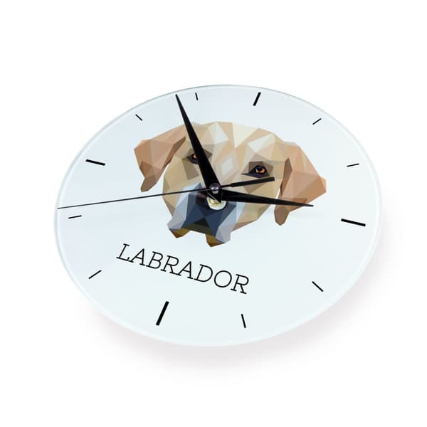 Labrador Retriever - geometrisk vægur med et foto og en inskription fra Art-Dog-mærket