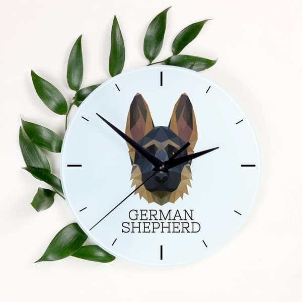 Schæferhund, Alsace I - geometrisk vægur med et foto og en inskription fra mærket Art-Dog
