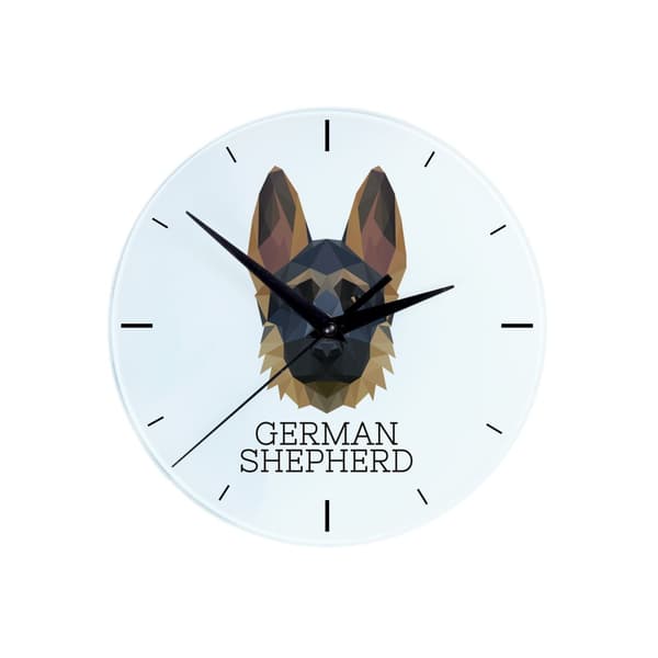 Schæferhund, Alsace I - geometrisk vægur med et foto og en inskription fra mærket Art-Dog