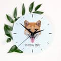 Miniatyrbillede 3 af 4: Shiba Inu - et geometrisk vægur med et foto og en inskription fra Art-Dog-mærket