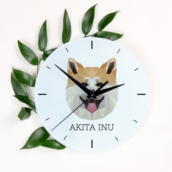 Akita, Akita Inu - geometrisk vægur med foto og inskription af mærket Art-Dog