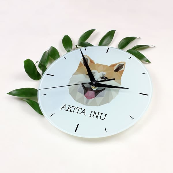 Akita, Akita Inu - geometrisk vægur med foto og inskription af mærket Art-Dog