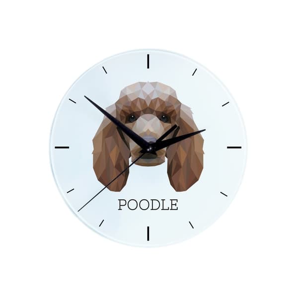 Puddel - geometrisk vægur med et foto og en inskription fra Art-Dog-mærket