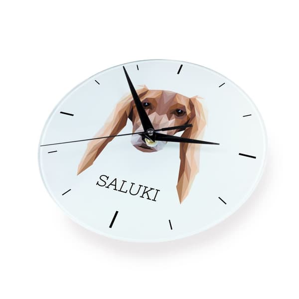 Persisk Greyhound, Saluki - geometrisk vægur med et foto og en inskription af Art-Dog-mærket