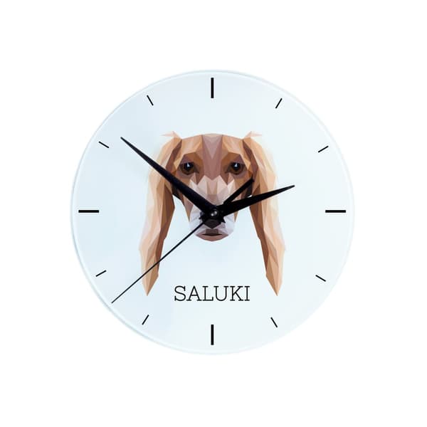 Persisk Greyhound, Saluki - geometrisk vægur med et foto og en inskription af Art-Dog-mærket