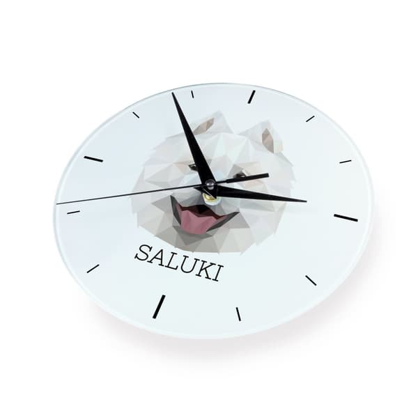 Samoyed, Samoyed, Samojedskaja - geometrisk väggklocka med ett foto och en inskription från märket Art-Dog