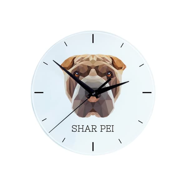 Shar Pei - et geometrisk vægur med et foto og en inskription fra mærket Art-Dog