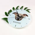 Miniatyrbild 4 av 4: Whippet, engelsk vinthund - geometrisk väggklocka med ett foto och en inskription av märket Art-Dog
