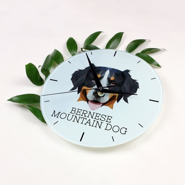 Berner Sennenhund, Berner Sennenhund - geometrisk vægur med et foto og en inskription fra mærket Art-Dog