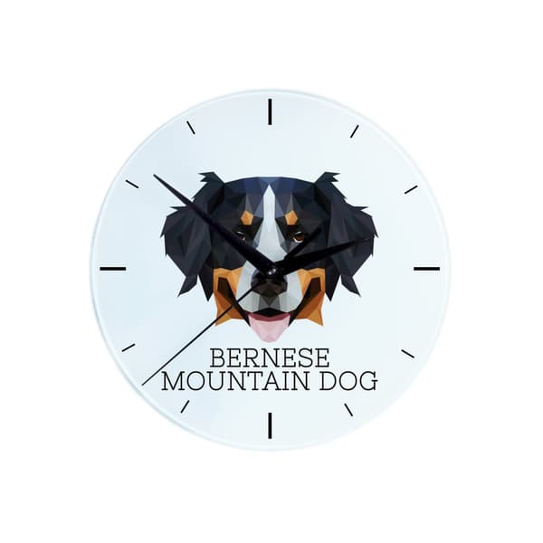 Berner Sennenhund, Berner Sennenhund - geometrisk vægur med et foto og en inskription fra mærket Art-Dog
