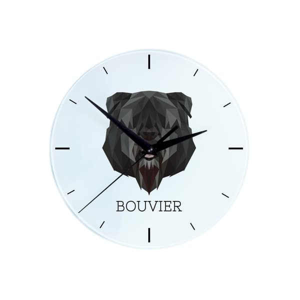 Bouvier des Flandres - et geometrisk vægur med et foto og en inskription fra mærket Art-Dog