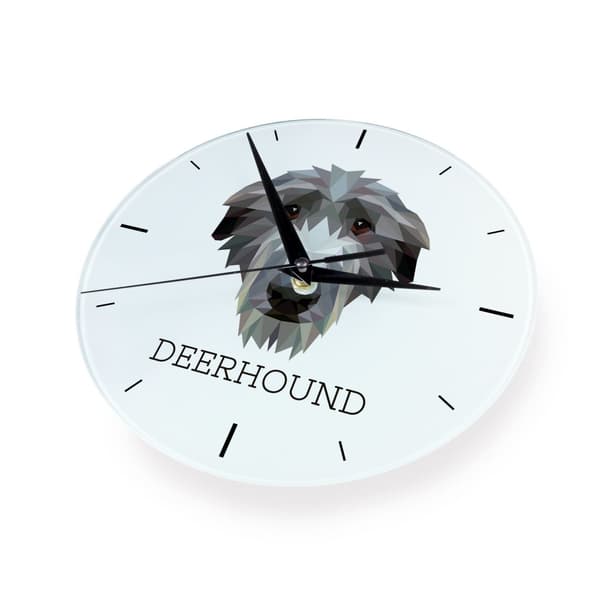 Scottish Greyhound, Deerhound - geometrisk vægur med et foto og inskription af Art-Dog-mærket