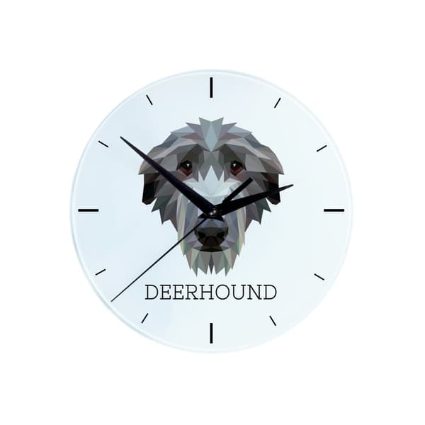 Scottish Greyhound, Deerhound - geometrisk vægur med et foto og inskription af Art-Dog-mærket