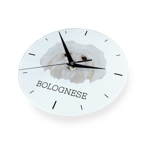 Bolognese, Bolognese - geometrisk vægur med et foto og en inskription af Art-Dog-mærket