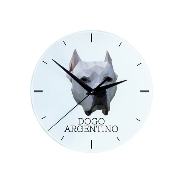 Argentinean Dog, Dogo Argentino - geometrisk vægur med et foto og en inskription fra Art-Dog-mærket