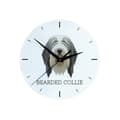 Pikkukuva 1 / 4: Bearded Collie, Highland Collie - geometrinen seinäkello, jossa valokuva ja merkintä Art-Dog-brändistä