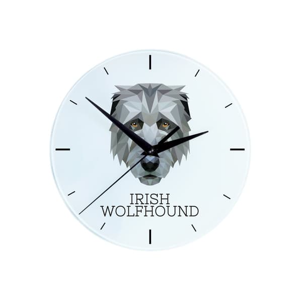Irländsk varghund, irländsk varghund - geometrisk väggklocka med ett foto och en inskription från märket Art-Dog