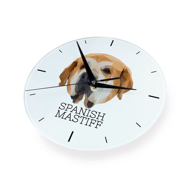 Spanish Mastiff - geometrisk vægur med et foto og inskriptionen af Art-Dog-mærket