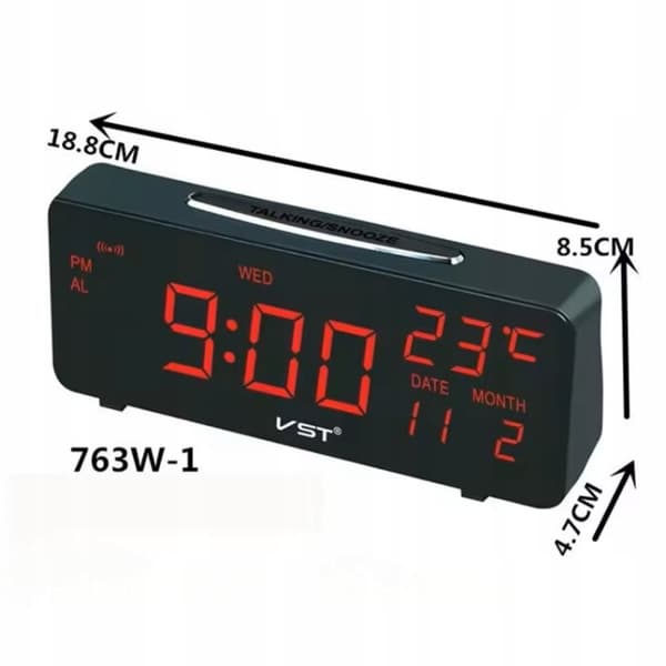 VÆKKER ELEKTRONISK NETVÆRK LED UR 24H ALARM TEMPERATUR SNOOZE