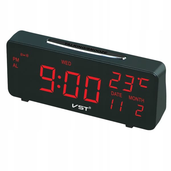 VÆKKER ELEKTRONISK NETVÆRK LED UR 24H ALARM TEMPERATUR SNOOZE