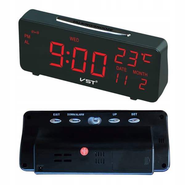 VÆKKER ELEKTRONISK NETVÆRK LED UR 24H ALARM TEMPERATUR SNOOZE