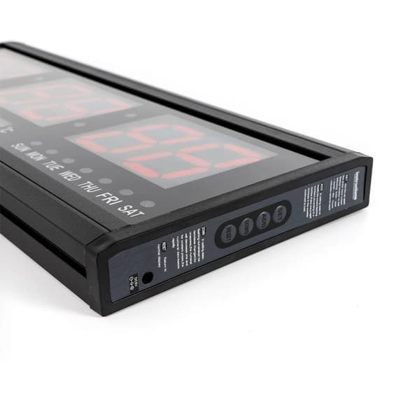 Digital LED-väggklocka, evig kalender, temperaturvisning,svart