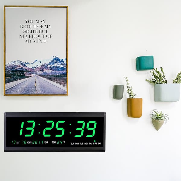 Digital vægur, LED-display, temperaturvisning, alarmfunktion