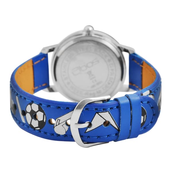QBOS barnklocka med armband i konstläder -  Blå