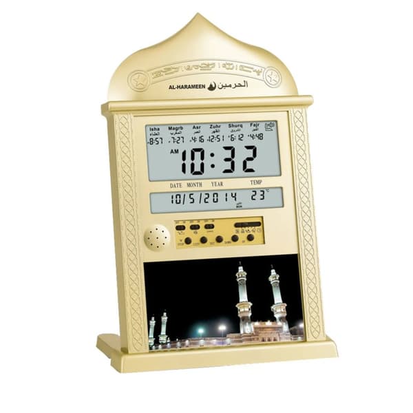 Azan-böneklocka, LED-display, multifunktionell väckarklocka,Guld
